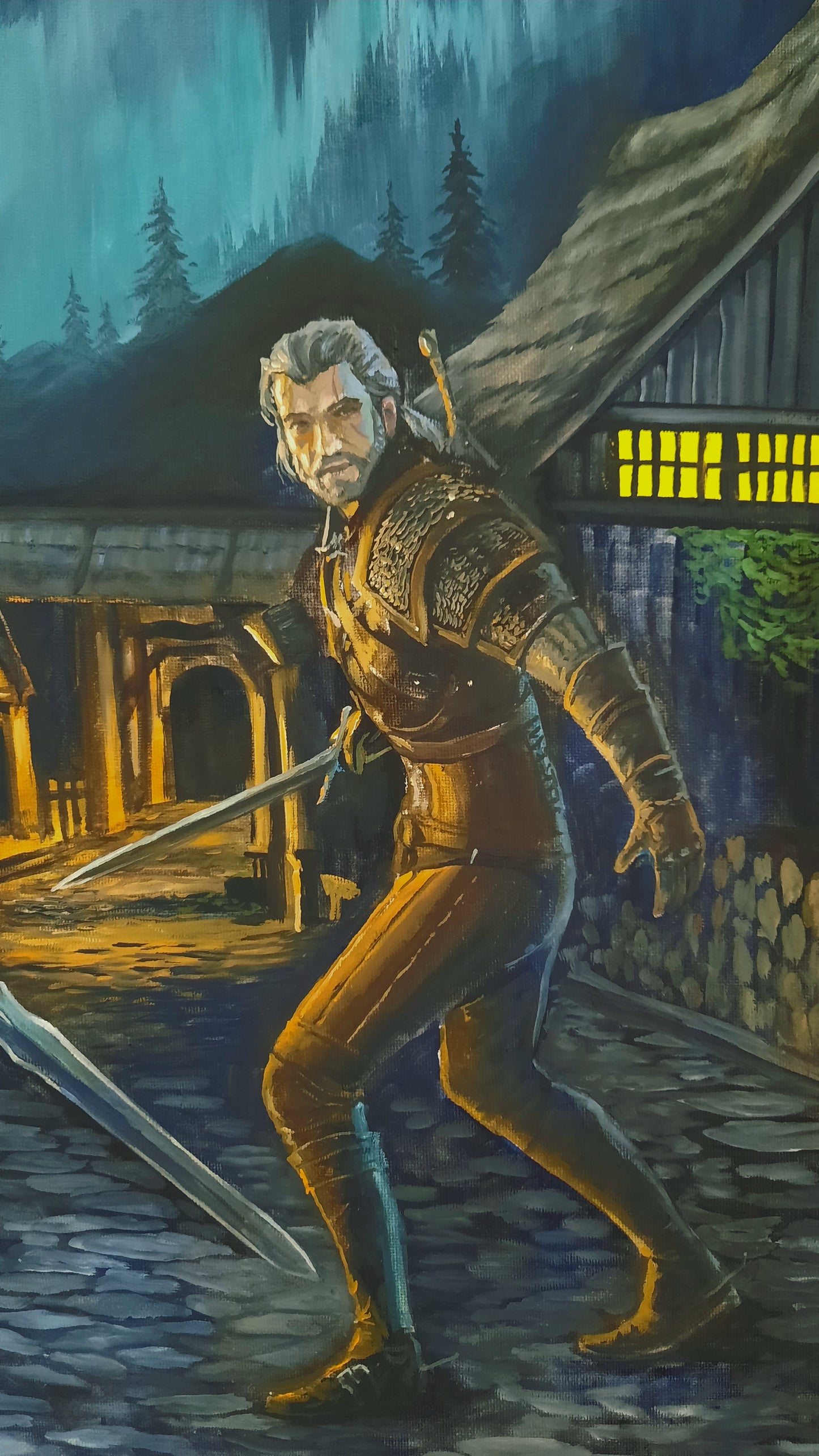 Original oil painting Encounter in Riverwood
