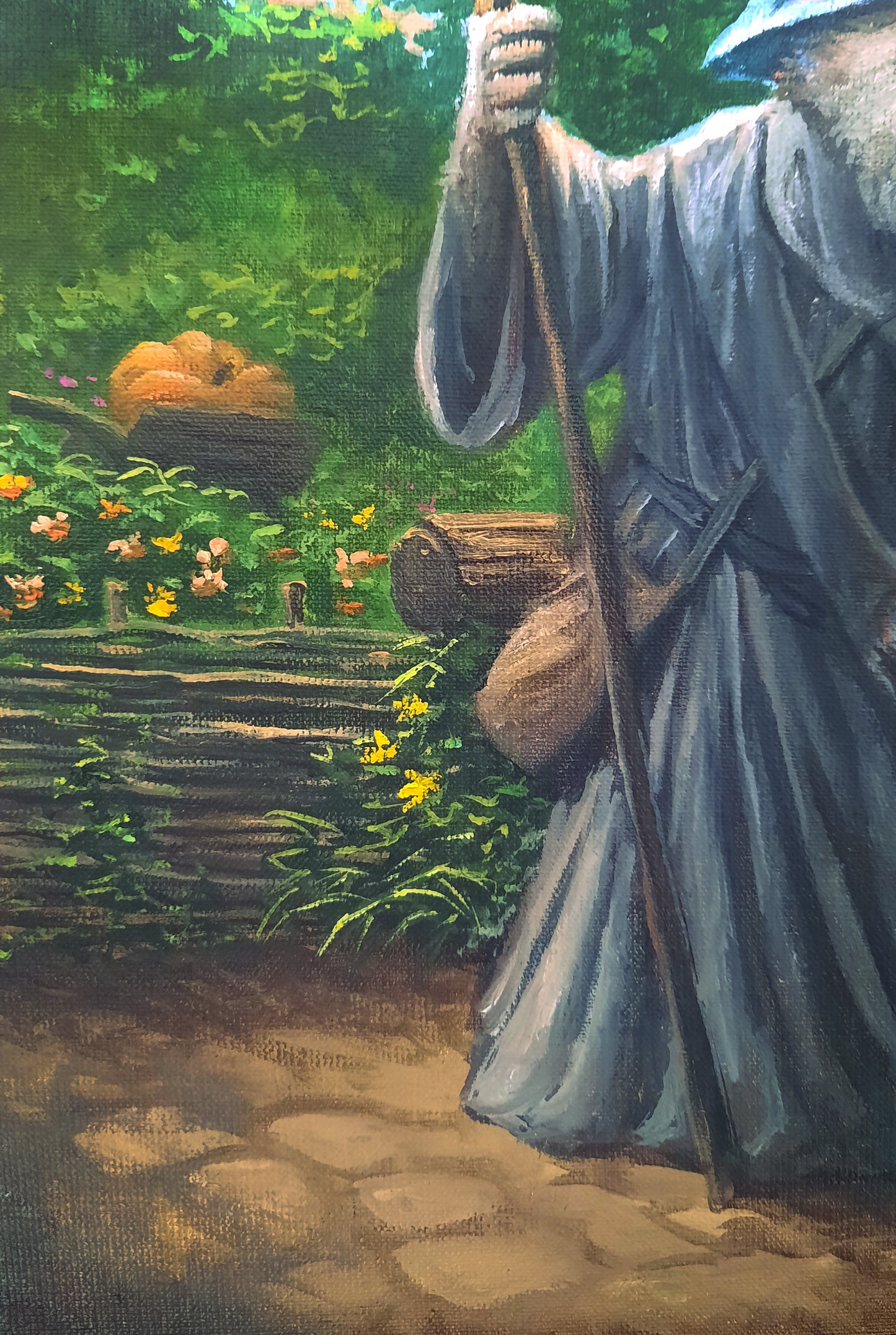 Original oil painting Wizard Mouse in Shire