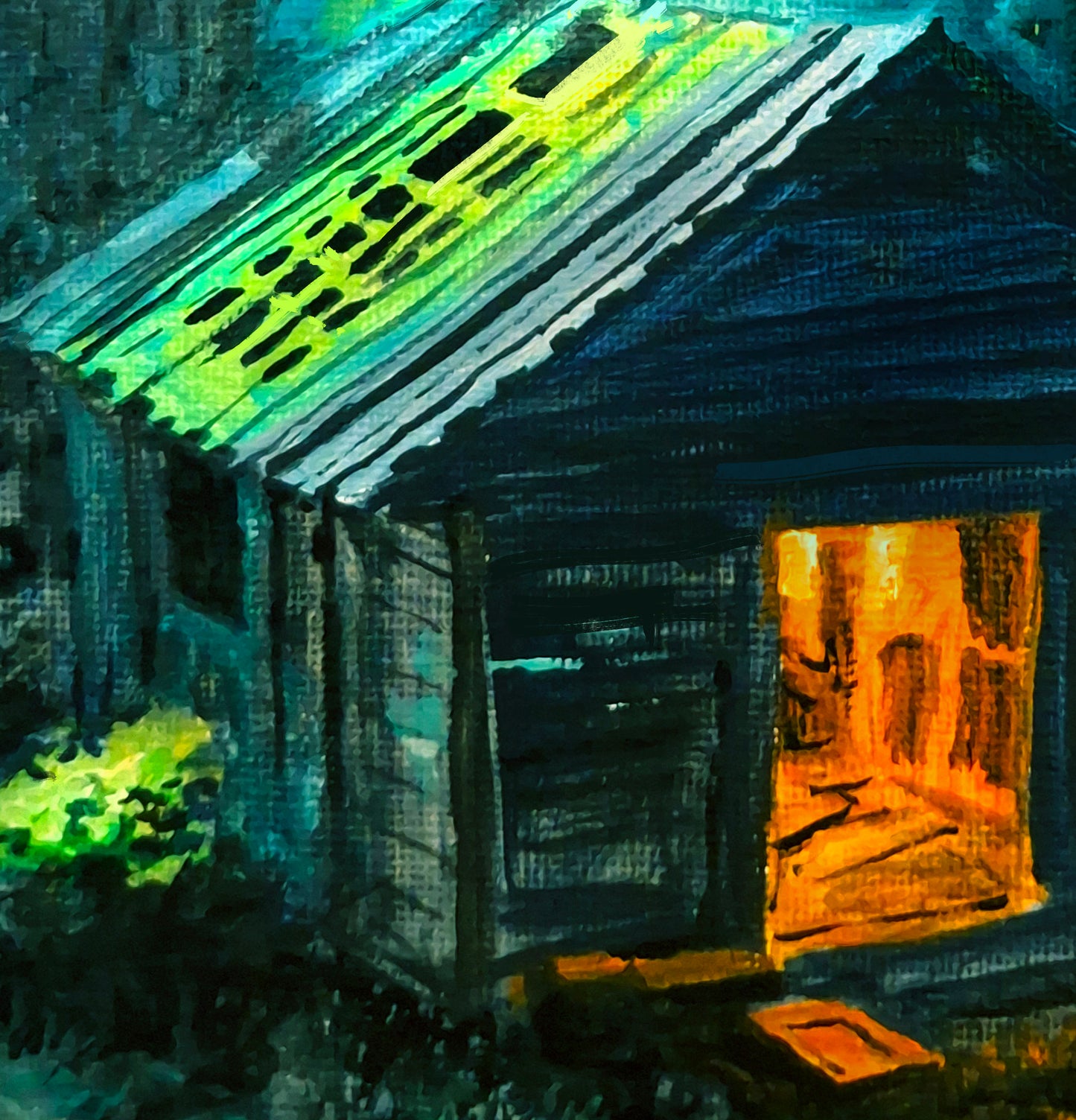 Original oil painting UFO Encounter