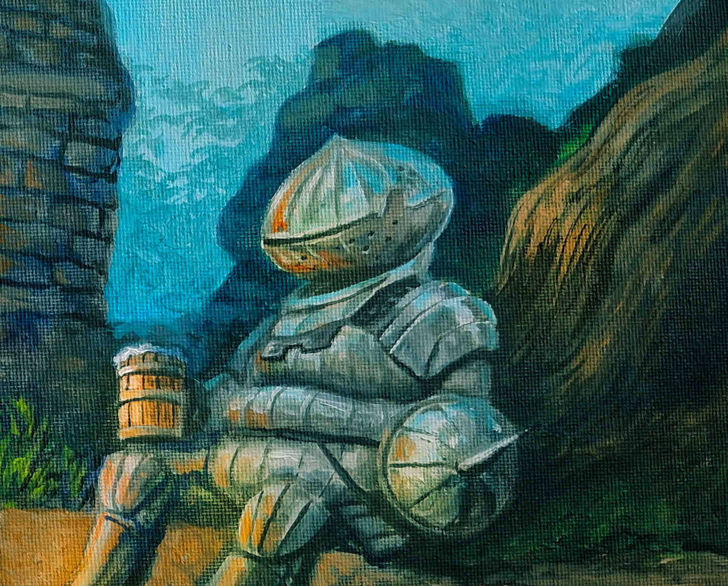 Original oil painting The Bonfire