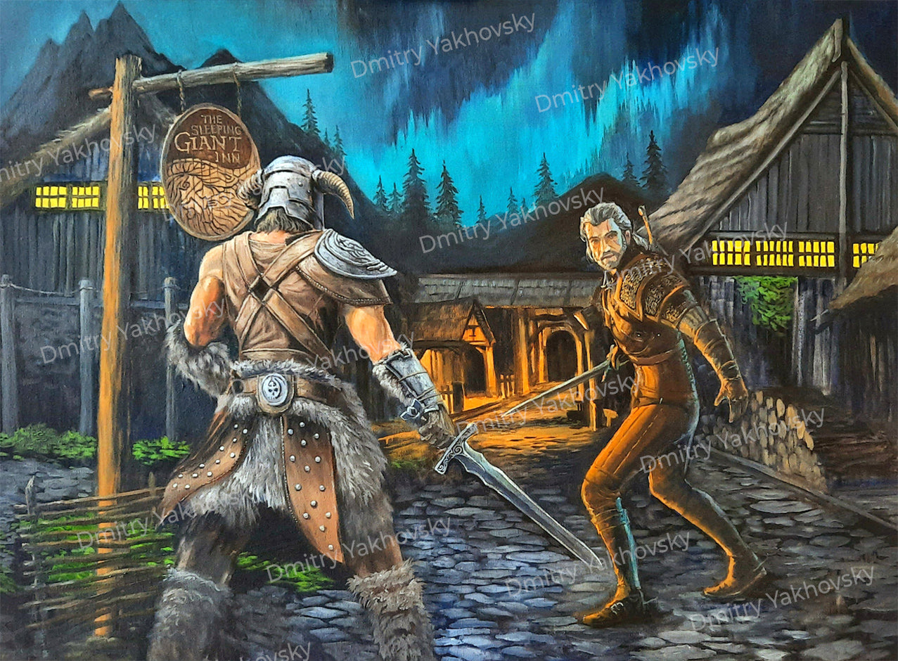 Original oil painting Encounter in Riverwood