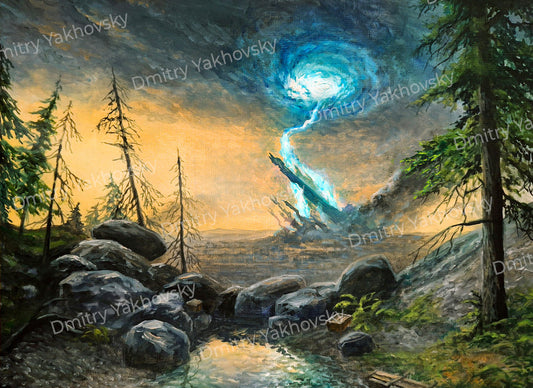 Original oil painting Portal Storm