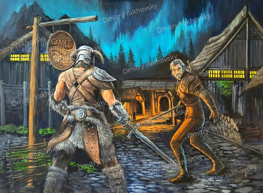 Original oil painting Encounter in Riverwood